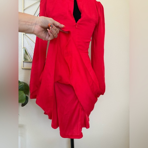 Express Vibrant Red Long Sleeve Dress - Picture 4 of 9
